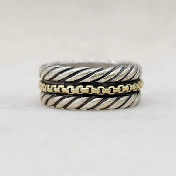 David Yurman Cable Band Gold Box chain Ring - Picture 1 of 12
